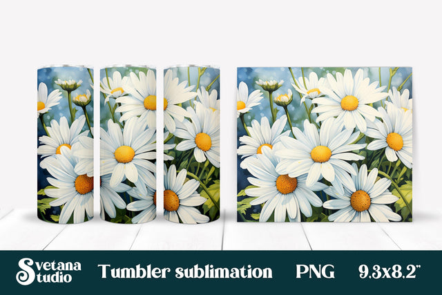 Daisy tumbler wrap | Flower tumbler sublimation Sublimation Svetana Studio 