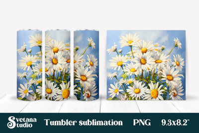 Daisy tumbler wrap | Flower tumbler Sublimation Svetana Studio 