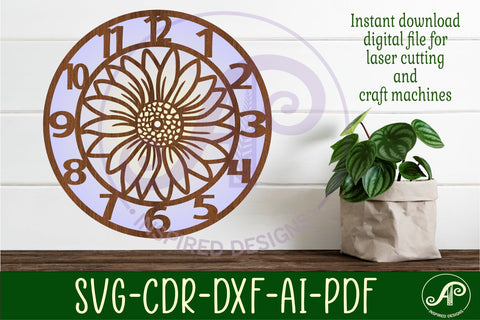 Daisy wall clock laser cut files, SVG file. vector SVG APInspireddesigns 
