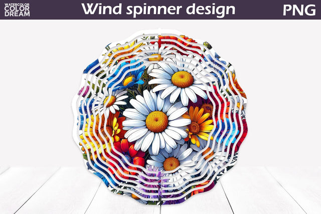Daisy Wind Spinner Sublimation WatercolorColorDream 