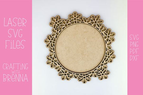 Daisy Wreath Monogram Nursery Sign Laser SVG SVG Crafting With Brenna 