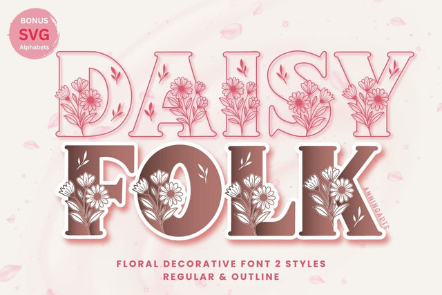 Daisyfolk - Floral Decorative Font in 2 Styles Font AnningArts Design 