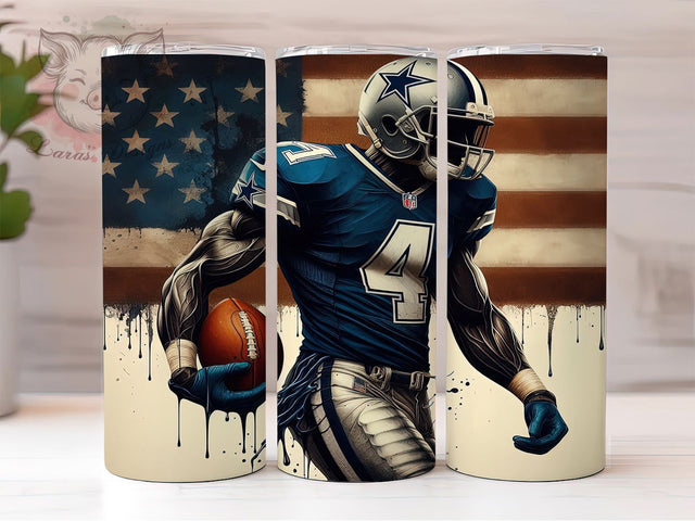Dallas Cowboy Patriotic Football Tumbler, American Flag Tumbler Wrap, 20oz Sublimation Design, Game Day Dallas PNG, Cowboy Football Tumbler, Patriotic Football Wrap, Dallas Team Tumbler Sublimation Lara' s Designs 