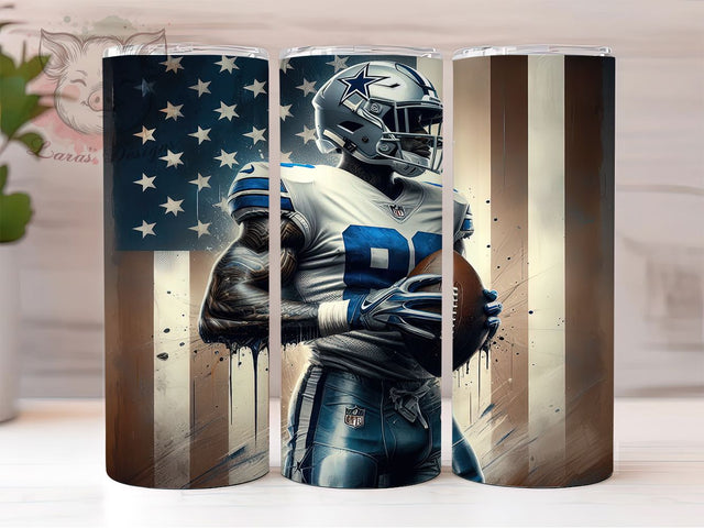 Dallas Cowboy Patriotic Football Tumbler, American Flag Tumbler Wrap, 20oz Sublimation Design, Game Day Dallas PNG, Cowboy Football Tumbler, Patriotic Football Wrap, Dallas Team Tumbler Sublimation Lara' s Designs 