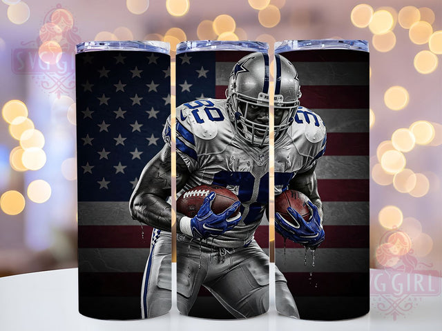 Dallas Football Patriotic Tumbler, American Flag Tumbler, Football Tumbler Wrap, 20oz Skinny Tumbler, Sports Tumbler Design, NFL Tumbler Wrap, Patriotic Football Tumbler Sublimation SvggirlplusArt 