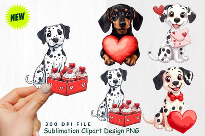 Dalmatian and Valentine Cupcakes Clipart Sublimation Regulrcrative 