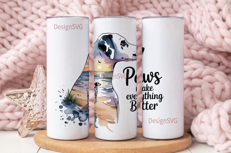 Dalmatian Beach Sunset 20oz Tumbler Wrap Sublimation DesignSVG 
