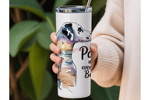 Dalmatian Beach Sunset 20oz Tumbler Wrap Sublimation DesignSVG 
