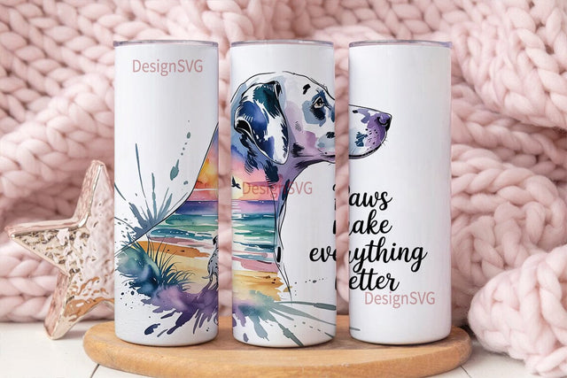 Dalmatian Beach Sunset 20oz Tumbler Wrap Sublimation DesignSVG 
