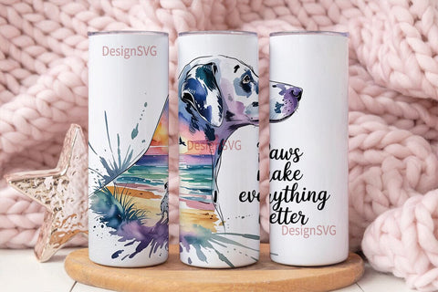Dalmatian Beach Sunset 20oz Tumbler Wrap Sublimation DesignSVG 