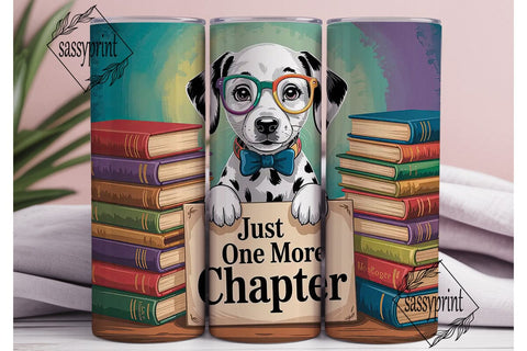 Dalmatian Bookworm 20oz Tumbler Wrap Sublimation sassyprint 