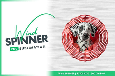 Dalmatian Dog Inside Red Wind Spinner Round Design Png Sublimation Sublimation Regulrcrative 