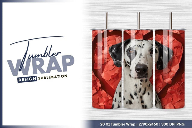 Dalmatian dog portrait with red heart background Sublimation Regulrcrative 