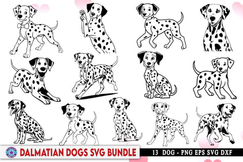 Dalmatian Dogs SVG and PNG Bundle, for Dog Pet Lover Owner cricut shirt, Silhouette Animals graphic, Dog Clipart, Dog png SVG FiveStarCrafting 