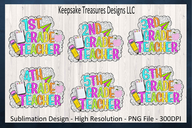 Dalmatian Grade Level Teacher Tees, Sublimation Individual PNG, Pre-K Through Six, Back To School Bundle, First Day of School T-Shirt Sublimation Keepsake Treasures Designs LLC. 