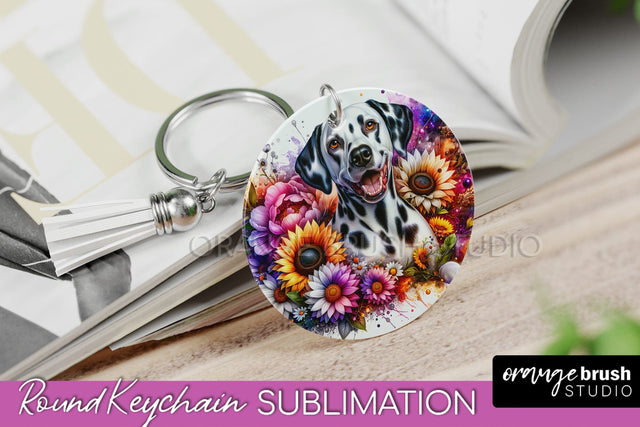 Dalmatian Keychain - Dog mom Floral Keychain Sublimation Design Sublimation OrangeBrushStudio 