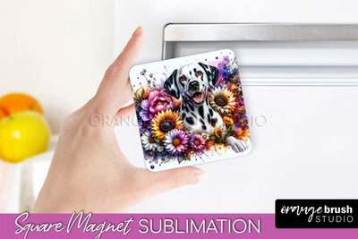 Dalmatian Magnet Sublimation - Dog Mom Floral Magnet PNG Design Sublimation OrangeBrushStudio 