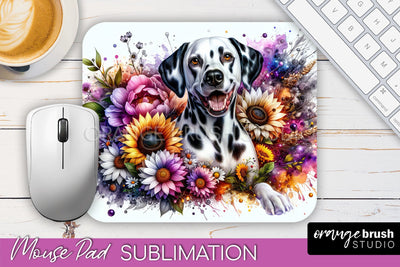Dalmatian Mouse Pad Design - Dog Mom Floral Mousepad Sublimation Sublimation OrangeBrushStudio 