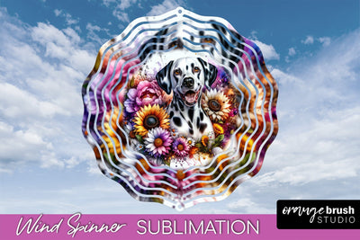 Dalmatian Wind Spinner, Dog Mom Floral Wind Spinner Sublimation Sublimation OrangeBrushStudio 