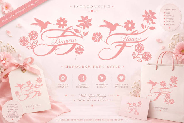 Damira Flower Monogram Font Prasetya Letter 