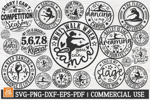 Dance Bundle SVG | Dance Svg Png Cut Files | Dancer Shirt Designs | 20 Round Sign for Cricut SVG TonisArtStudio 