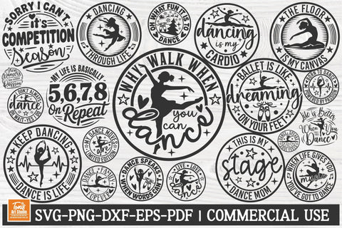 Dance Bundle SVG | Dance Svg Png Cut Files | Dancer Shirt Designs | 20 Round Sign for Cricut SVG TonisArtStudio 