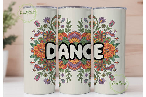 Dance Floral 20oz Tumbler Wrap Sublimation PixelChick 