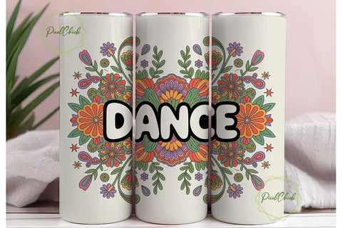 Dance Floral 20oz Tumbler Wrap Sublimation PixelChick 