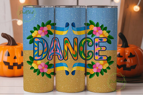 Dance Floral Ukrainian 20oz Tumbler Wrap Sublimation PixelChick 