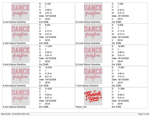 Dance Grandma Embroidery Design – Pink Dance Grandmother Script Machine Embroidery File Embroidery/Applique DESIGNS PatternFeed8 