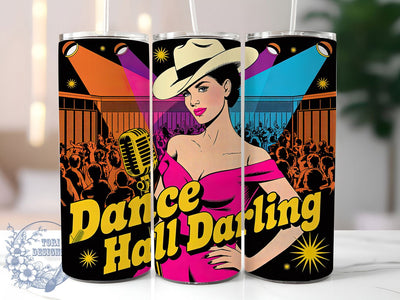 Dance Hall Darling 20oz Tumbler, Dance Hall Darling Quote, Stylish Woman Wrap, Flowing Hair Design, Western Style Sublimation, 20oz Tumbler Wrap, Sublimation Design PNG, Rustic Cowgirl Gift Sublimation ToriDesigns 
