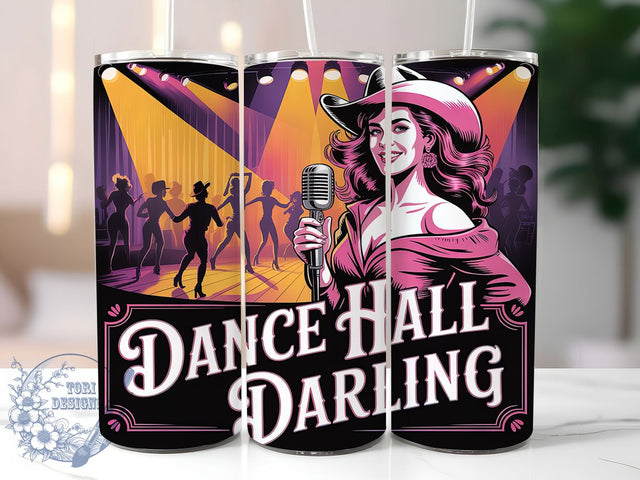 Dance Hall Darling 20oz Tumbler, Dance Hall Darling Quote, Stylish Woman Wrap, Flowing Hair Design, Western Style Sublimation, 20oz Tumbler Wrap, Sublimation Design PNG, Rustic Cowgirl Gift Sublimation ToriDesigns 