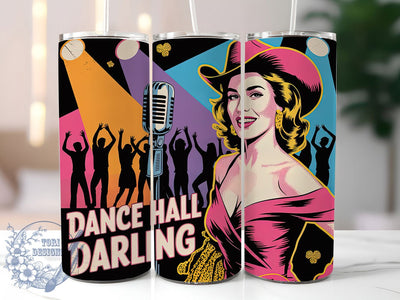 Dance Hall Darling 20oz Tumbler, Dance Hall Darling Quote, Stylish Woman Wrap, Flowing Hair Design, Western Style Sublimation, 20oz Tumbler Wrap, Sublimation Design PNG, Rustic Cowgirl Gift Sublimation ToriDesigns 