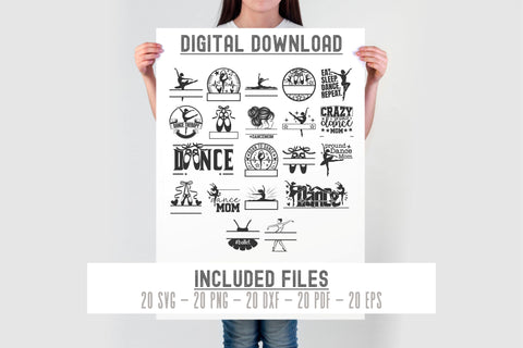 Dance Monogram SVG Bundle | Ballet Dancer Split Monogram Svg SVG TonisArtStudio 