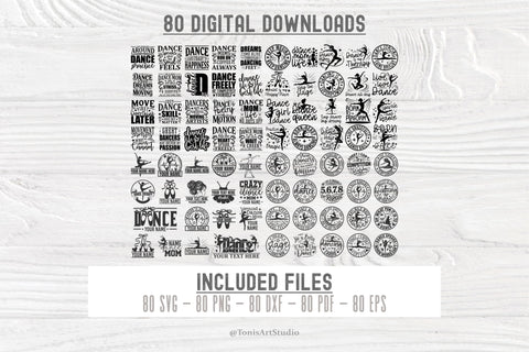 Dance SVG Bundle | Ballet Dancer Svg | Dance Mom Svg | 80 T-Shirt Designs | Dancer Shirt Cut File Set SVG TonisArtStudio 