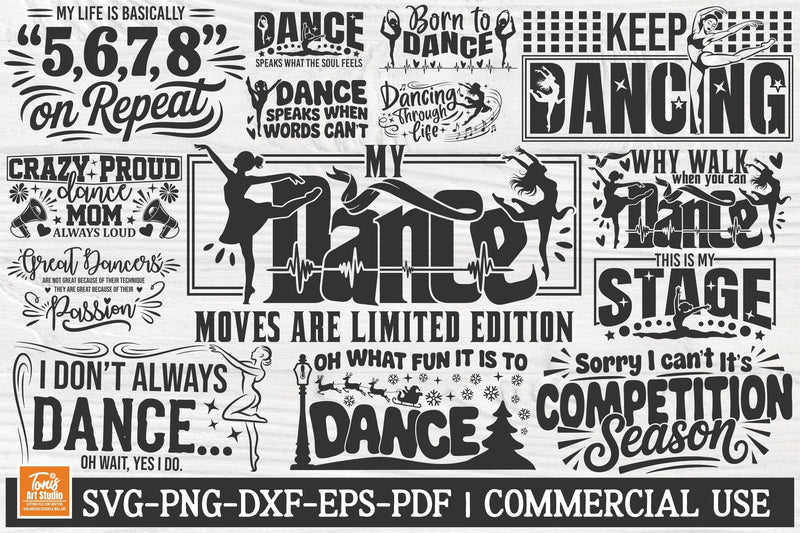 Dance Svg Bundle | Dancer Svg Cut Files | 15 Dancing Quotes and Signs SVG TonisArtStudio 