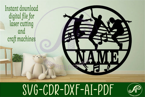 Dancer male name sign, SVG, music themed wall art SVG APInspireddesigns 