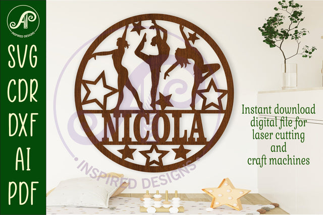 Dancers name sign svg laser cut template SVG APInspireddesigns 