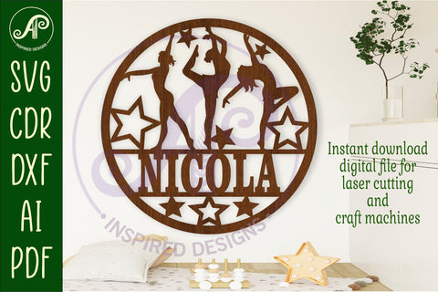 Dancers name sign svg laser cut template SVG APInspireddesigns 