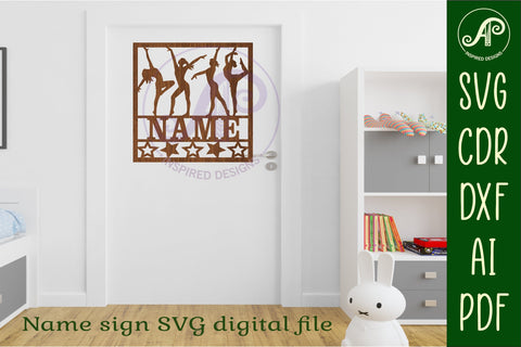 Dancers square name wall art sign, SVG file SVG APInspireddesigns 