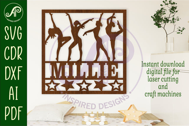 Dancers square name wall art sign, SVG file SVG APInspireddesigns 