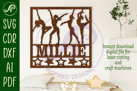 Dancers square name wall art sign, SVG file SVG APInspireddesigns 