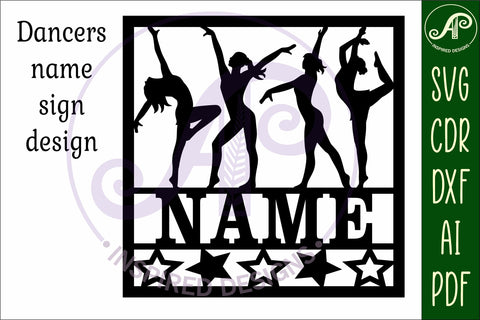 Dancers square name wall art sign, SVG file SVG APInspireddesigns 