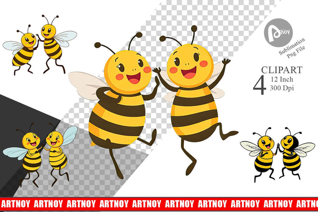 Dancing Bees Clipart Sublimation artnoy 