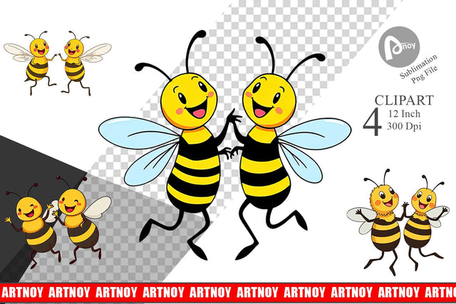Dancing Bees Clipart Sublimation artnoy 