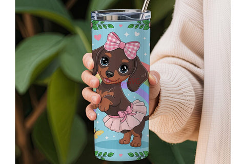 Dancing Dachshund 20oz Tumbler Wrap Sublimation DesignSVG 