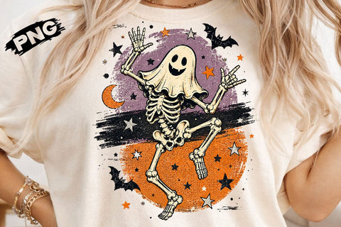 Dancing Ghost Skeleton Halloween PNG SVG DesignDestine 