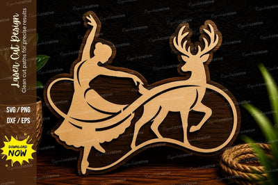 Dancing Girl And Deer Laser Cut Svg Design SVG Regulrcrative 