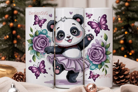 Dancing Panda 20oz Tumbler Wrap Sublimation DesignSVG 