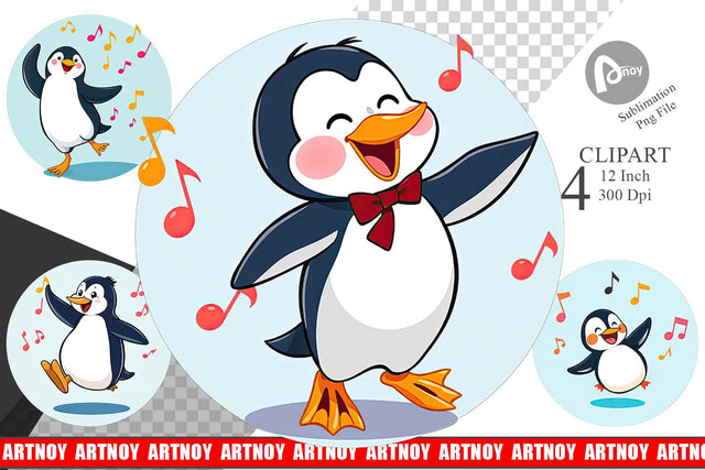 Dancing Penguin Clipart Sublimation artnoy 